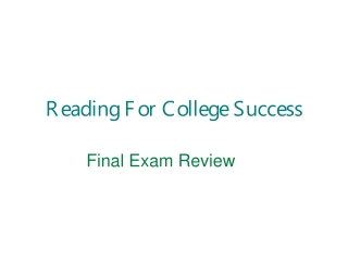 Reading For College Success