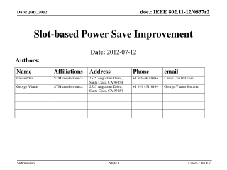 Slot-based Power Save Improvement