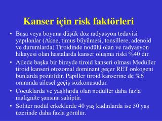 Kanser için risk faktörleri