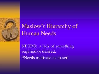 Maslow’s Hierarchy of Human Needs