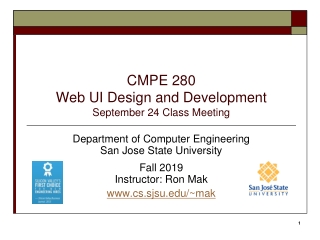 CMPE 280 Web UI Design and Development September 24 Class Meeting