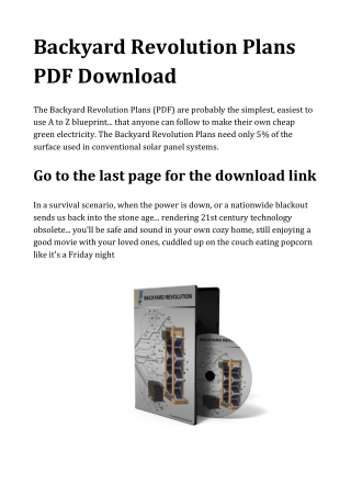 Backyard Revolution Solar Panels Plans PDF Download