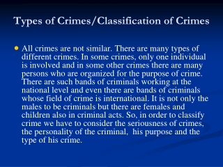 types of crimes essay