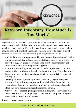 Keyword Inventory: How Much is Too Much?