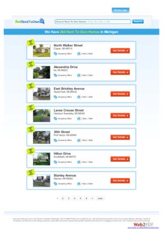Rent To Own Homes in Michigan