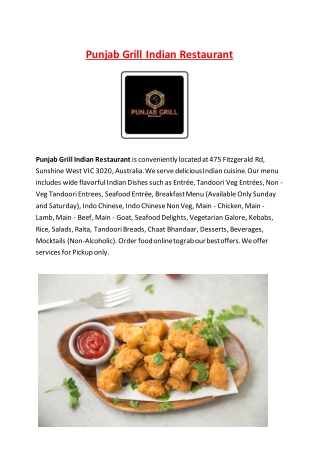 5% Off - Punjab Grill Indian Restaurant Sunshine West, VIC