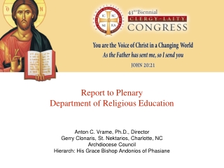 Report to Plenary Department of Religious Education