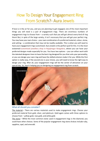 How To Design Your Engagement Ring From Scratch? - Aura Jewels