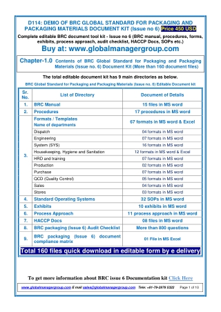 Demo of Readymade BRC IoP issue 6 Document kit by Global Manager Group