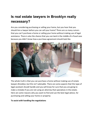 Is real estate lawyers in Brooklyn really necessary?