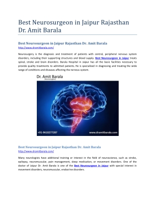 Best Neurosurgeon in Jaipur Rajasthan Dr. Amit Barala