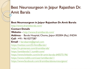 Best Neurosurgeon in Jaipur Rajasthan Dr. Amit Barala
