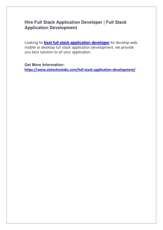 Hire Full Stack Application Developer | Full Stack Application Development