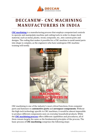 DECCANEW- CNC MACHINING MANUFACTURERS IN INDIA