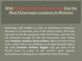 With Frontier Airlines Reservations Visit the Most Picturesque Locations in Montana B