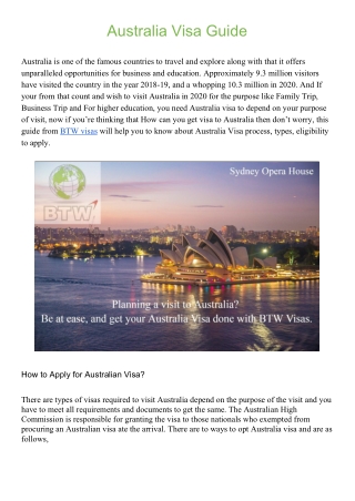 Australia Visa Guide