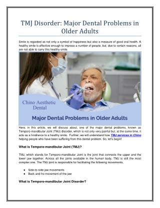 TMJ Disorder: Major Dental Problems in Older Adults