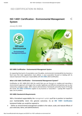 What is requirement of ISO 14001 Certification - Environmental Management System ?