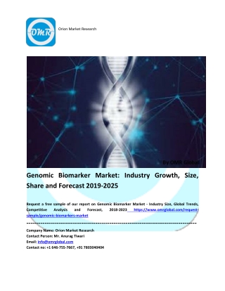 Genomic Biomarker Market: Industry Growth, Market Size, Share and Forecast 2018-2023