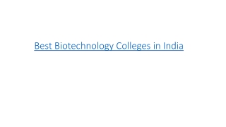 Best Biotechnology Colleges in India