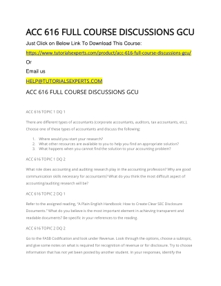 ACC 616 FULL COURSE DISCUSSIONS GCU