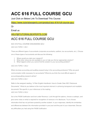 ACC 616 FULL COURSE GCU