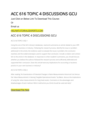 ACC 616 TOPIC 4 DISCUSSIONS GCU