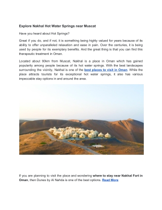 Explore Nakhal Hot Water Springs near Muscat