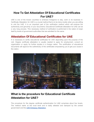 How To Get Attestation Of Educational Certificates For UAE?