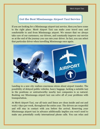 Get the Best Mississauga Airport Taxi Service