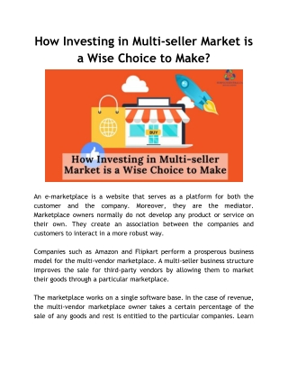 How Investing in Multi-seller Market is a Wise Choice to Make?