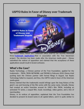 USPTO Rules In Favor of Disney over Trademark Dispute