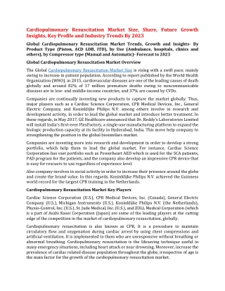 Cardiopulmonary Resuscitation Market Size, Share, Future Growth Insights, Key Profile and Industry Trends By 2023