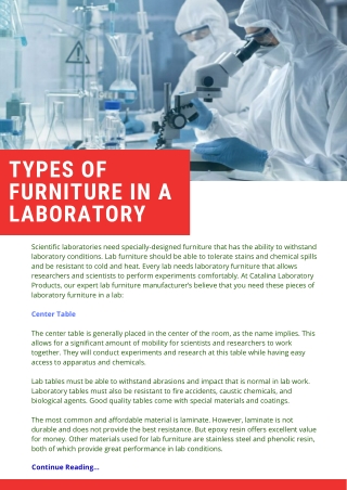 Types of Furniture in a Laboratory