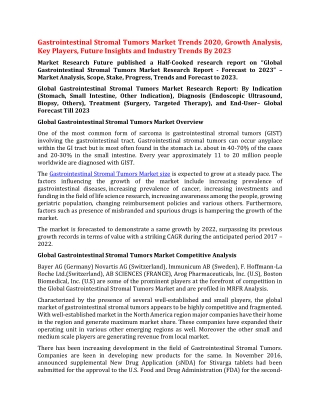 Gastrointestinal Stromal Tumors Market Trends 2020, Growth Analysis, Key Players, Future Insights and Industry Trends By