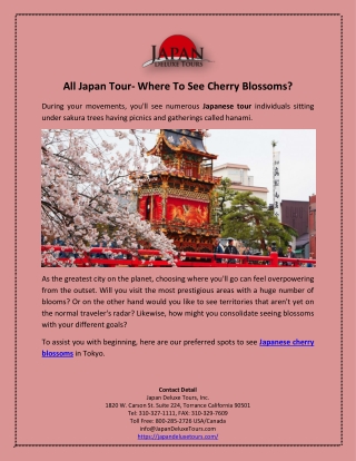 All Japan Tour- Where To See Cherry Blossoms?