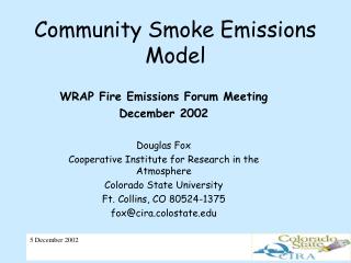 Community Smoke Emissions Model