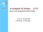 Les Emplois Vie Scolaire EVS