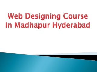 Web Designing Course in Hitech City Kondapur with Placement