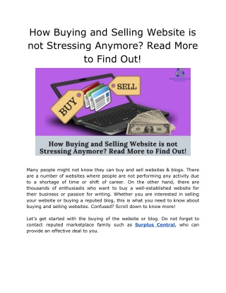 How Buying and Selling Website is not Stressing Anymore? Read More to Find Out!