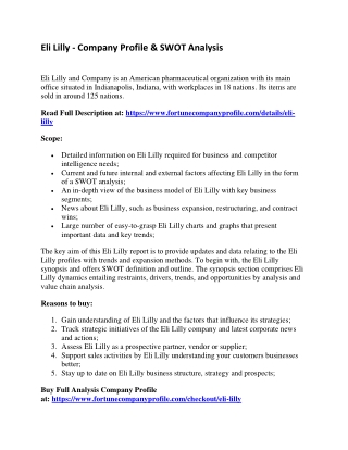 Eli Lilly - Company Profile & SWOT Analysis