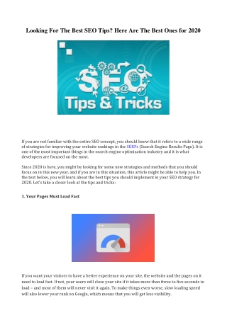 Looking For The Best SEO Tips? Here Are The Best Ones for 2020