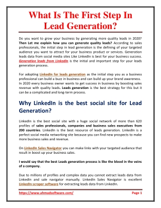 What is the first step in lead generation