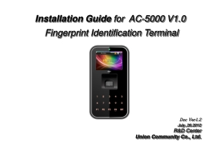 Installation Guide  for  AC -5000  V1.0  Fingerprint Identification Terminal