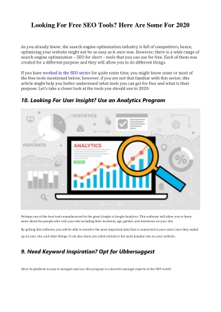 Looking For Free SEO Tools? Here Are Some For 2020