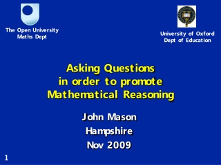 Asking Questions in order to promote Mathematical Reasoning