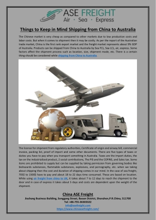 Things to keep in mind shipping from china to australia