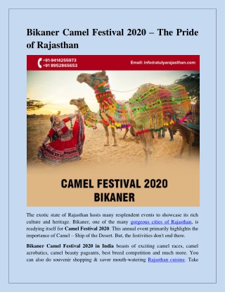 Bikaner Camel Festival 2020 – The Pride of Rajasthan