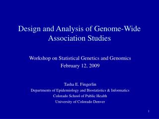 Design and Analysis of Genome-Wide Association Studies