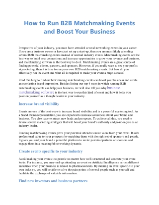 How to Run B2B Matchmaking Events and Boost Your Business